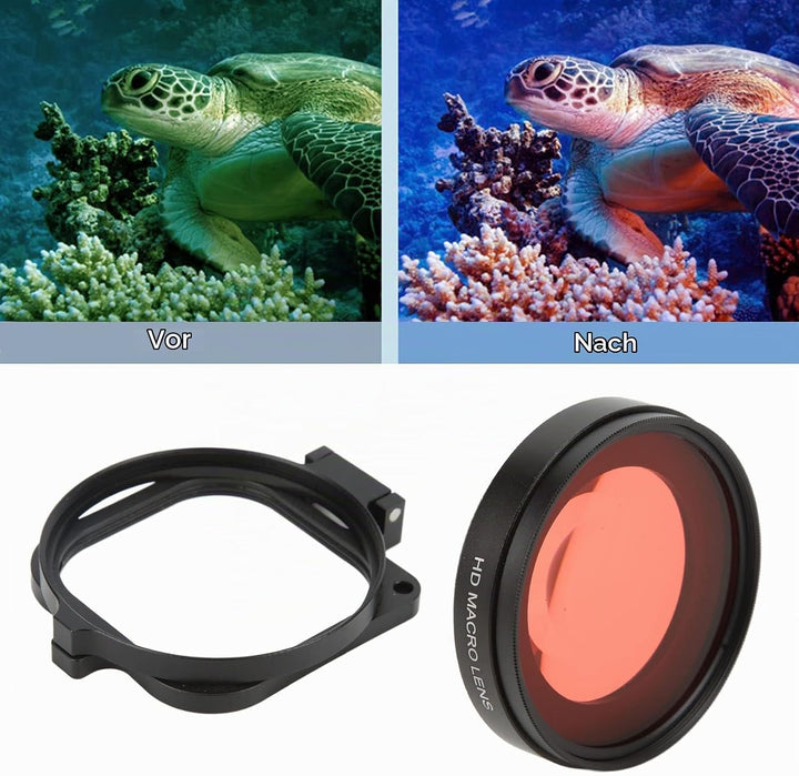 58-mm-Rotfilter, Action-Kamera, 16-Fach Makro-Nahobjektiv, Tauchfilter für Hero 9, für Unterwasserfo