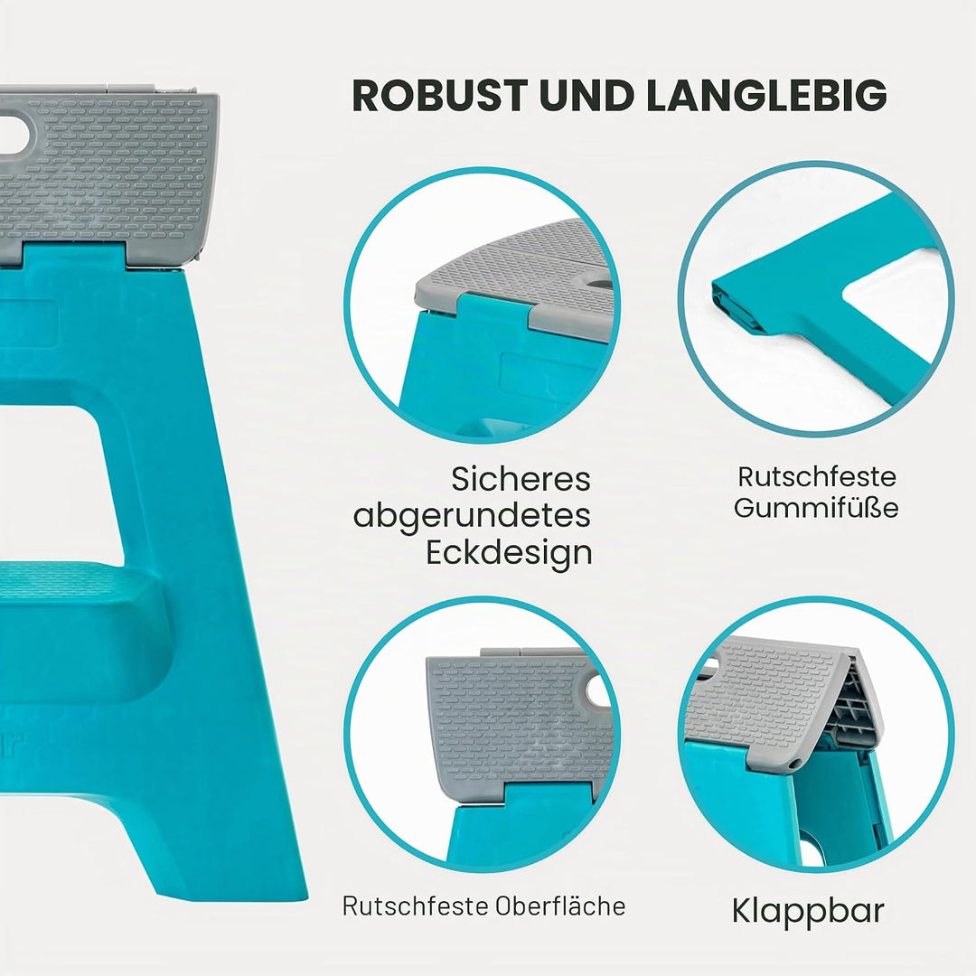 Vigar Kompakte Tritthocker Klappbar für Erwachsene, 40 cm, 2‑Schritt, Klapphocker Faltbar 150 kg rut