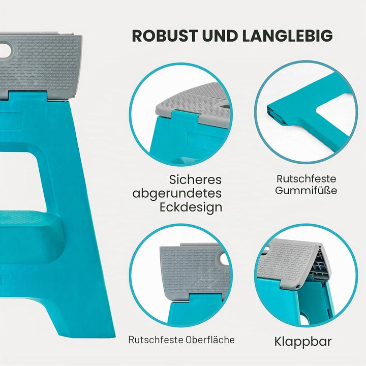 Vigar Kompakte Tritthocker Klappbar für Erwachsene, 40 cm, 2‑Schritt, Klapphocker Faltbar 150 kg rut