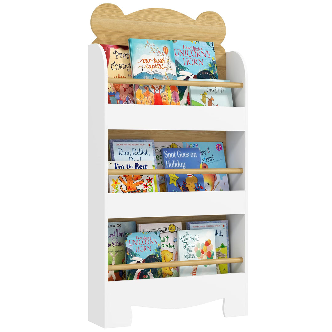 AIYAPLAY Bücherregal Kinder, Kinderregal mit 3 Regal, Spielzeugregal aus Holz, Kinderzimmerregal für