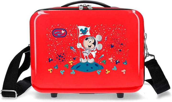 Disney Mickey on The Moon Kulturbeutel, anpassbar, mit Umhängetasche, Rot, 29 x 21 x 15 cm, starr, A