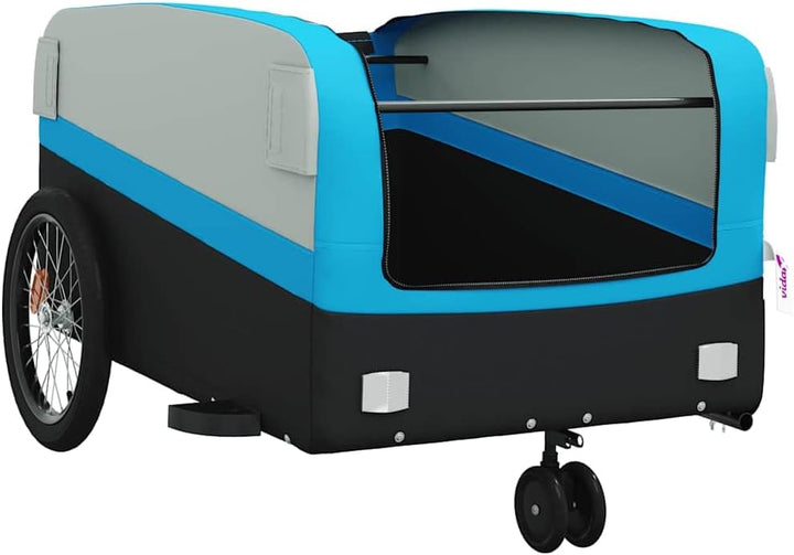 Mangloder Fahrradanhänger schwarz und grün robust aus Eisen mit Deichsel für Transport, Camping, Fam
