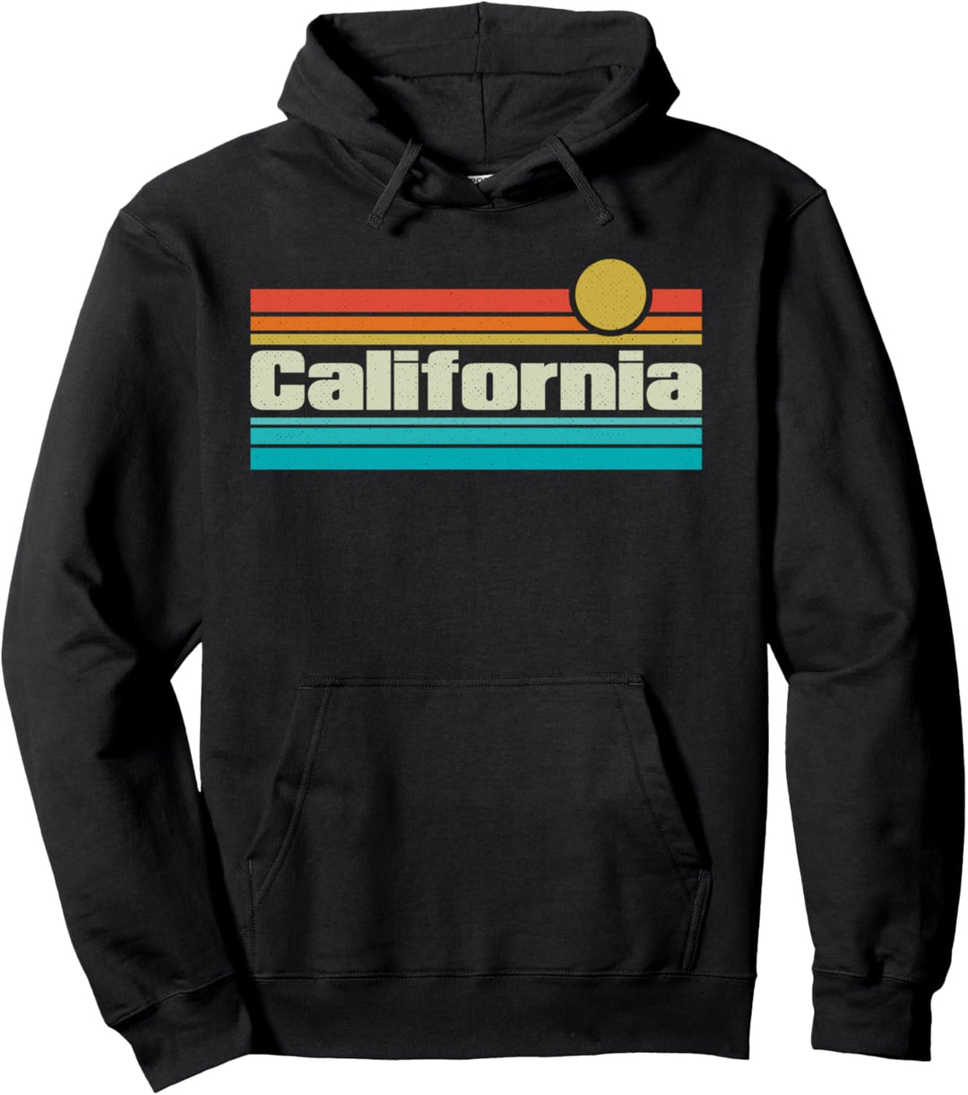 70er 80er Retro Vintage Sunset Surfer CA California Pullover Hoodie