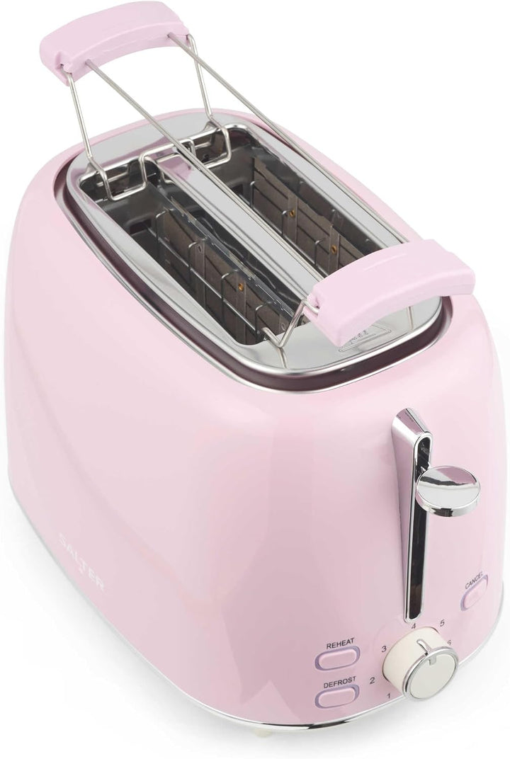 Salter Retro 2-Scheiben-Toaster, Pink, 7 Bräunungsstufen, 930 W