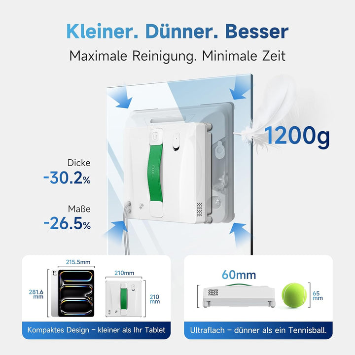 Fmart W8 fensterputzroboter mit sprühfunktion, 8000 Pa Saugkraft und Kantenerkennungstechnologie, Au