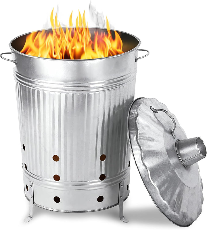 Feuertonne 90 Liter verzinkt I Gartenabfall schnell und einfach entsorgen I Feuerfass aus Metall, Ga