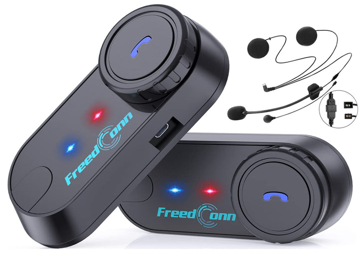 FreedConn Motorradhelm, Bluetooth, TCOMVB, Dual-Way 800M, 2 Stück Helm-Gegensprechanlage, Headsets f