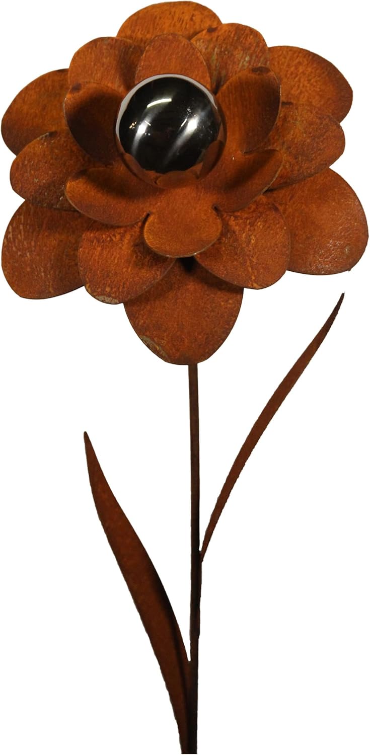 Bornhöft Gartenstecker Blume Metall Gartendeko Rost Edelrost rostiger Beetstecker 110cm Deko Rostfig