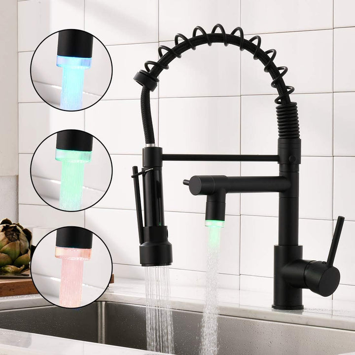 AIMADI LED Wasserhahn Küche Mischbatterien Küchenarmatur mit Brause Ausziehbar Spültischarmatur Spir