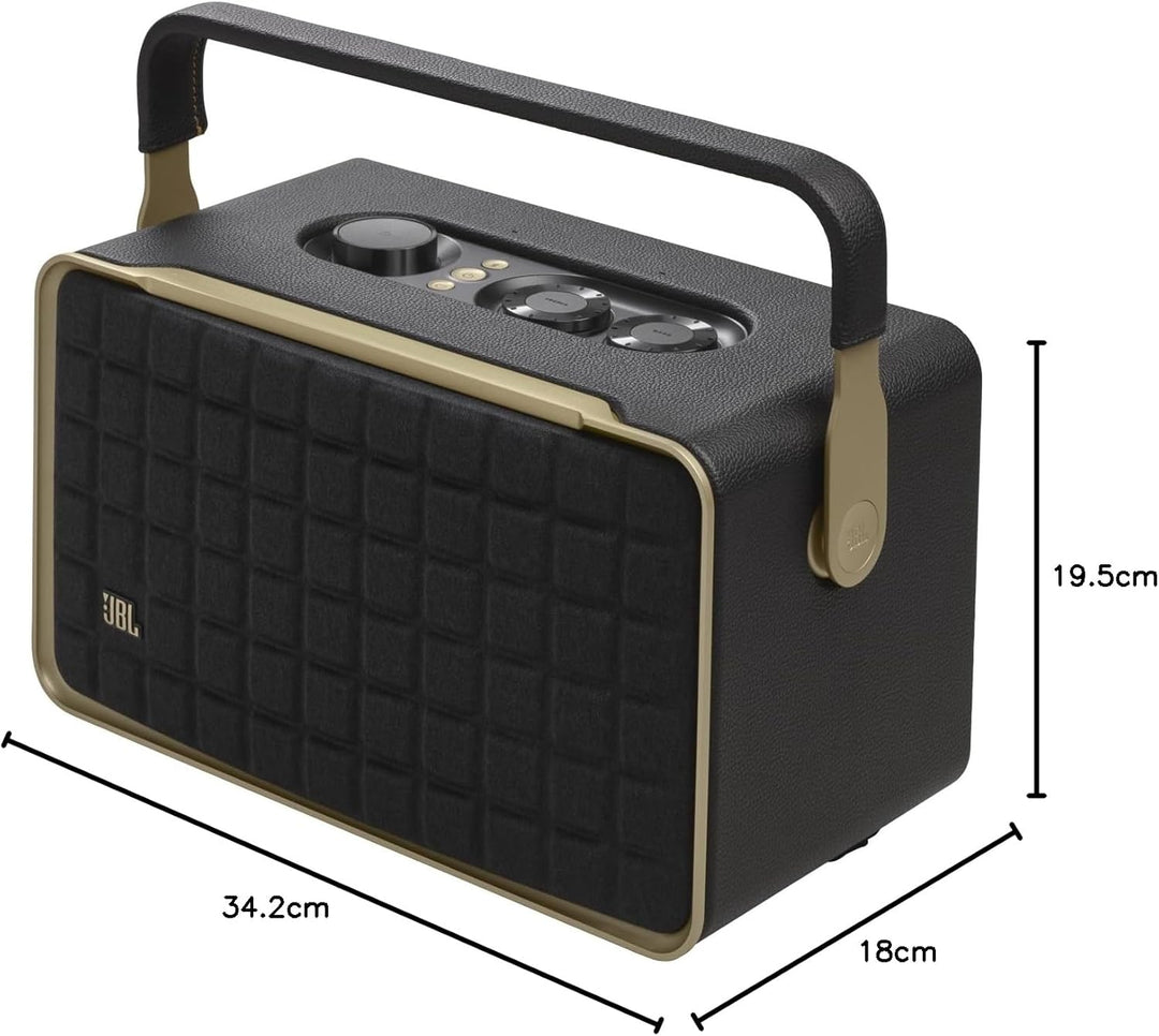 JBL Authentics 300 Tragbarer Smart Home Lautsprecher – 70er Jahre Retro-Design Bluetooth Box – Mit G