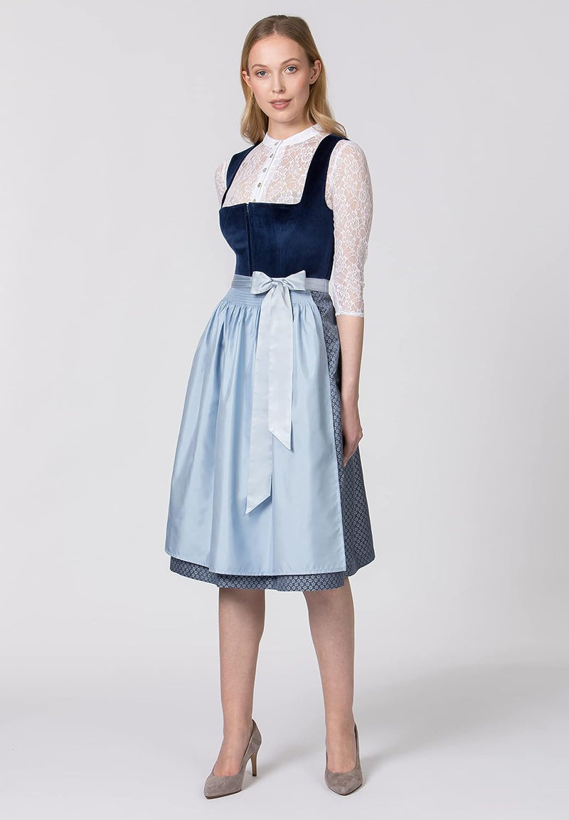 Stockerpoint Damen Dirndl Aida Kleid für besondere Anlässe 40 Blau, 40 Blau