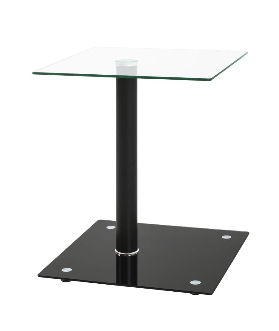 HAKU Möbel Beistelltisch, Metall, schwarz-Klarglas, B 40 x T 40 x H 52 cm 40 x 40 x 52 cm Schwarz-kl