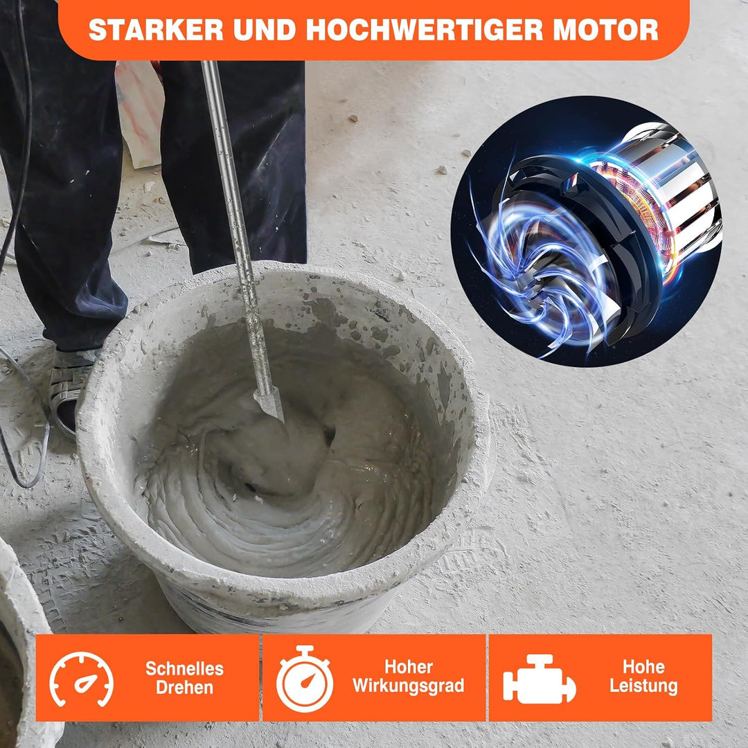Betonmischer Rührwerk,1700 U/min Elektrischer Gipsmischer,Rührwerk mit 6 einstellbaren Geschwindigke