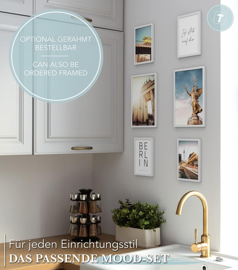 Papierschmiede® Mood Poster Set Berlin, Bilder Wohnzimmer Deko Schlafzimmer, 2x DIN A3 und 4x DIN A4