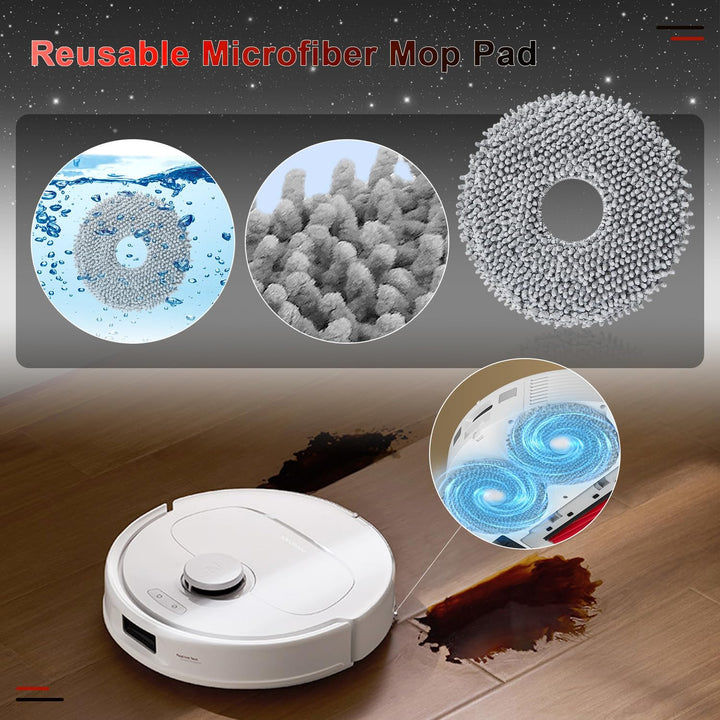Zubehörset für Roborock QV 35A / QV 35S Saugroboter, 2 Hauptbürste 6 Staubbeutel 6 Wischtücher 4 HEP