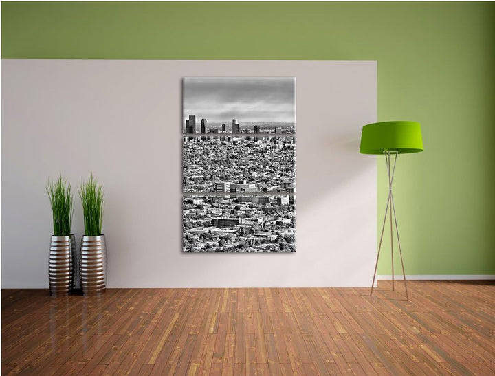 Pixxprint Los Angeles City Skyline als Leinwandbild/Grösse: 3 Teilig (120x80 cm) cm/Wandbild/Kunstdr