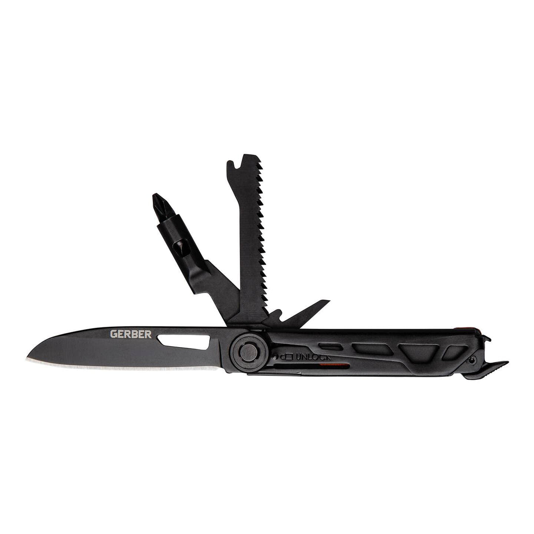 Gerber Taschenmesser mit 8 Funktionen, Multitool mit glatter Klinge, Schraubendreher mit Wechselbit,
