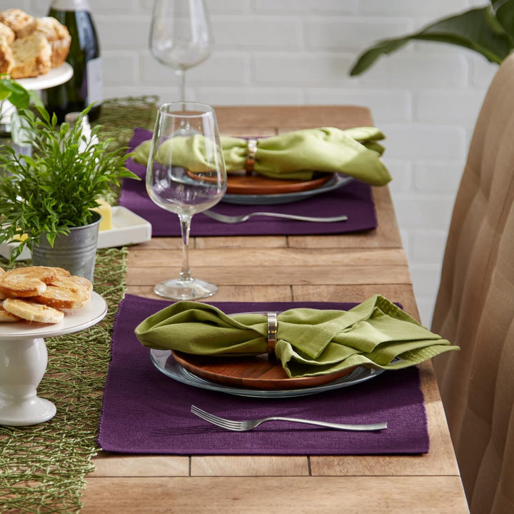 DII Basic Everyday Tischset aus 100% Baumwolle, gerippt, 33 x 48 cm, Aubergine, 6-teilig Auberginefa