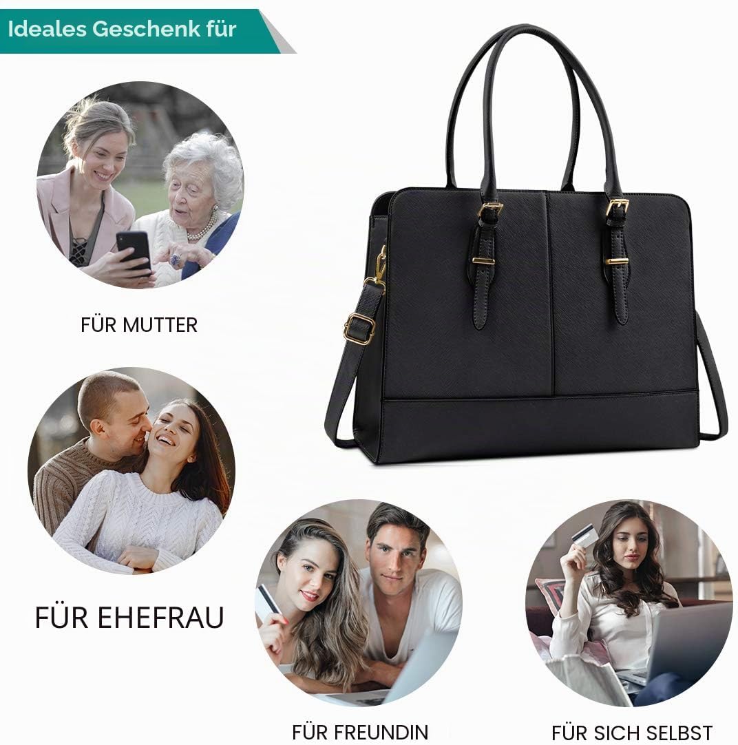 Lubardy Handtasche Damen Shopper Damen Gross Wasserdicht 15.6 Zoll Leder Laptop Tasche für Büro Arbe