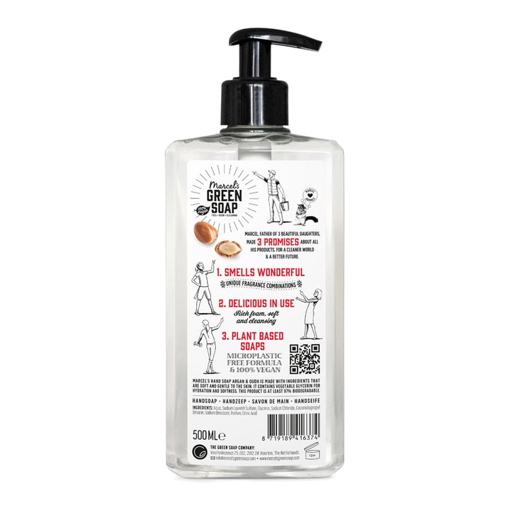 Marcel's Green Soap - Handseife Argan & Oudh - Flüssigseife Spender - 100% Umweltfreundlich - 100% V