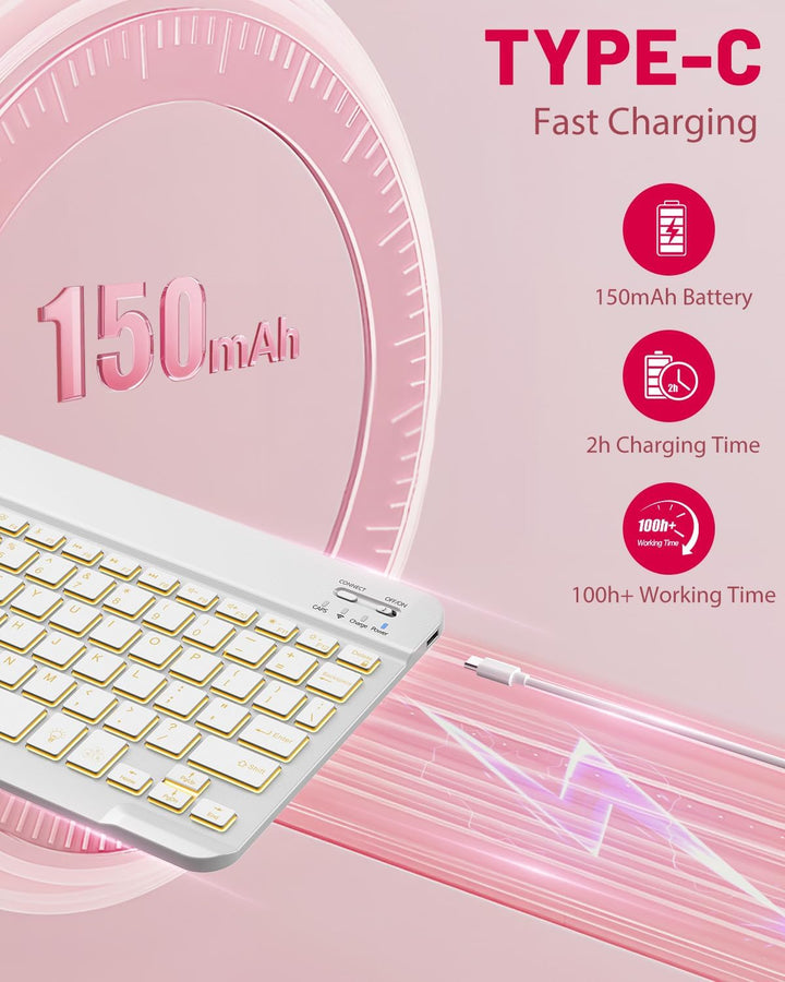 MoKo Hülle mit Tastatur für iPad A16 11 Generation 2025/10 Generation 2022(11/10.9 Zoll),TPU Schutzh
