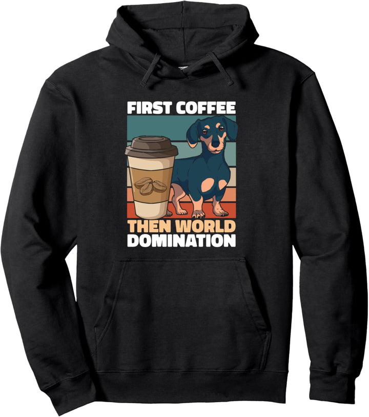 Retro Dackel Kaffee Teckel - Jagdhund Hund Vintage Dachshund Pullover Hoodie