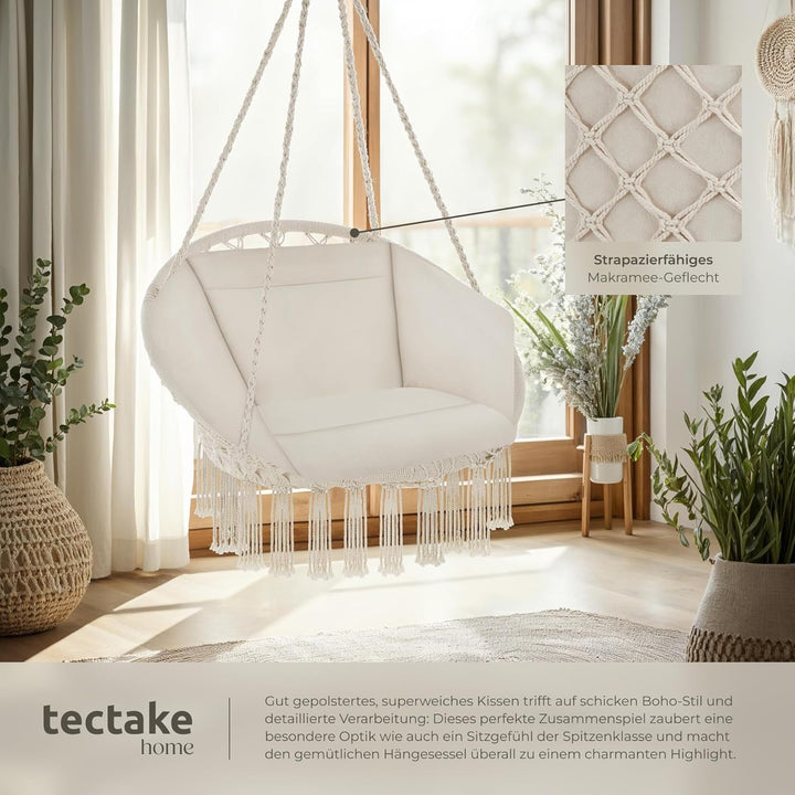 tectake® Indoor und Outdoor Hängesessel, Terrassen und Balkonmöbel, Hängesessel mit Gestell, robuste