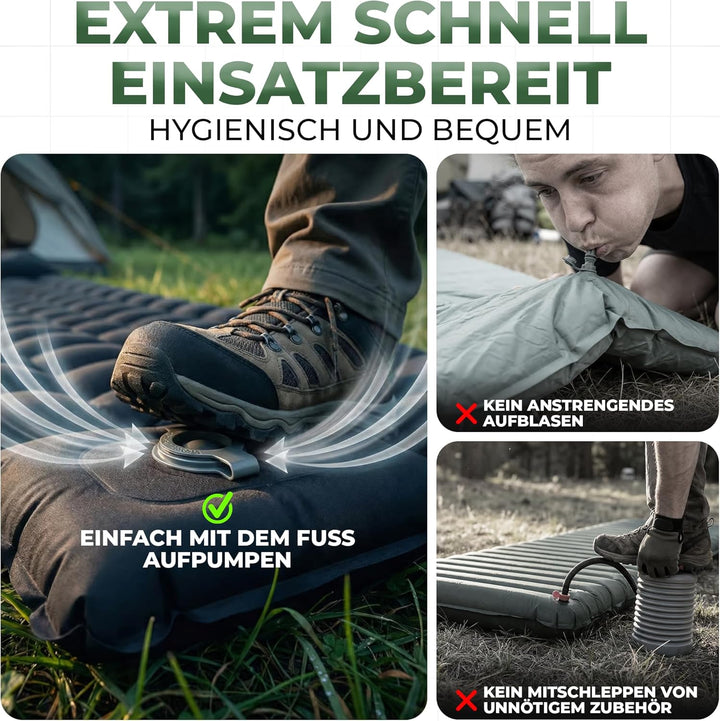Selbstaufblasbare Luftmatratze Ultraleicht – Camping Isomatte selbstaufblasend mit integrierter Fuss