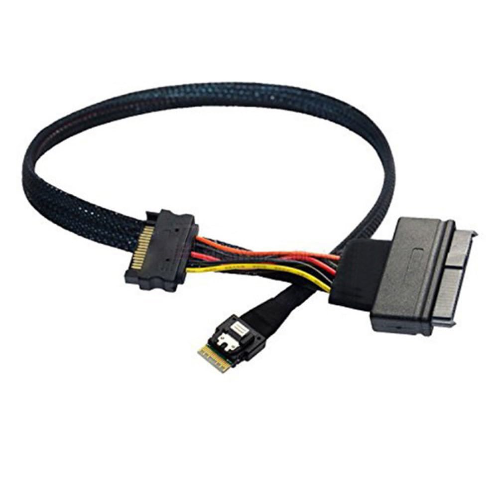 Slimline Mini SAS SFF-8654 4I 38P auf SAS SFF-8639 U.2 mit SATA15P-Stecker Adapterkabel für Server M
