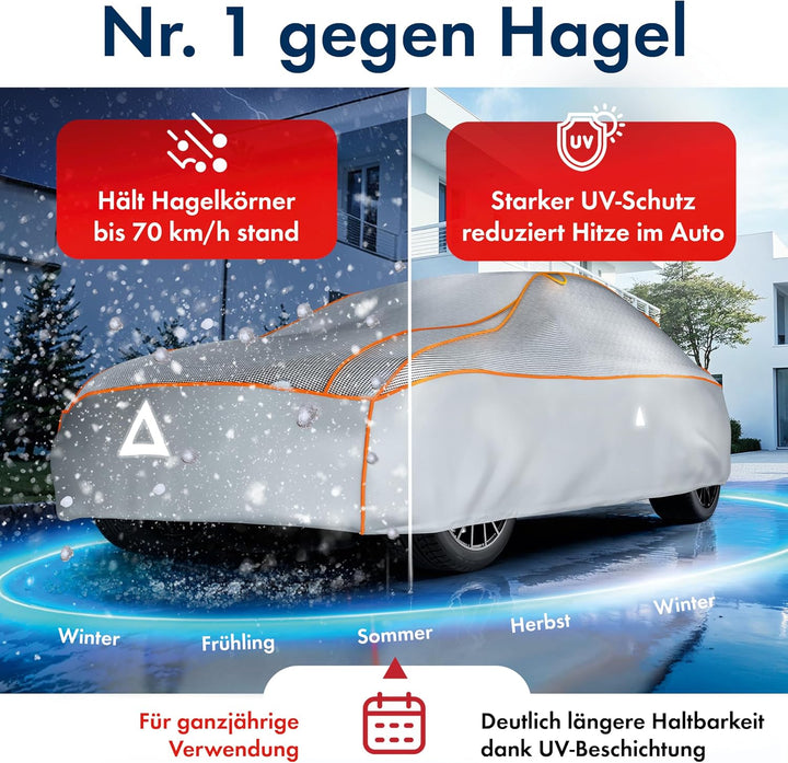 WALSER Premium Hagel- &amp; Hitzeschutz Abdeckplane Auto, Auto Hagelschutzplane EPE Sun Protect - reduzi