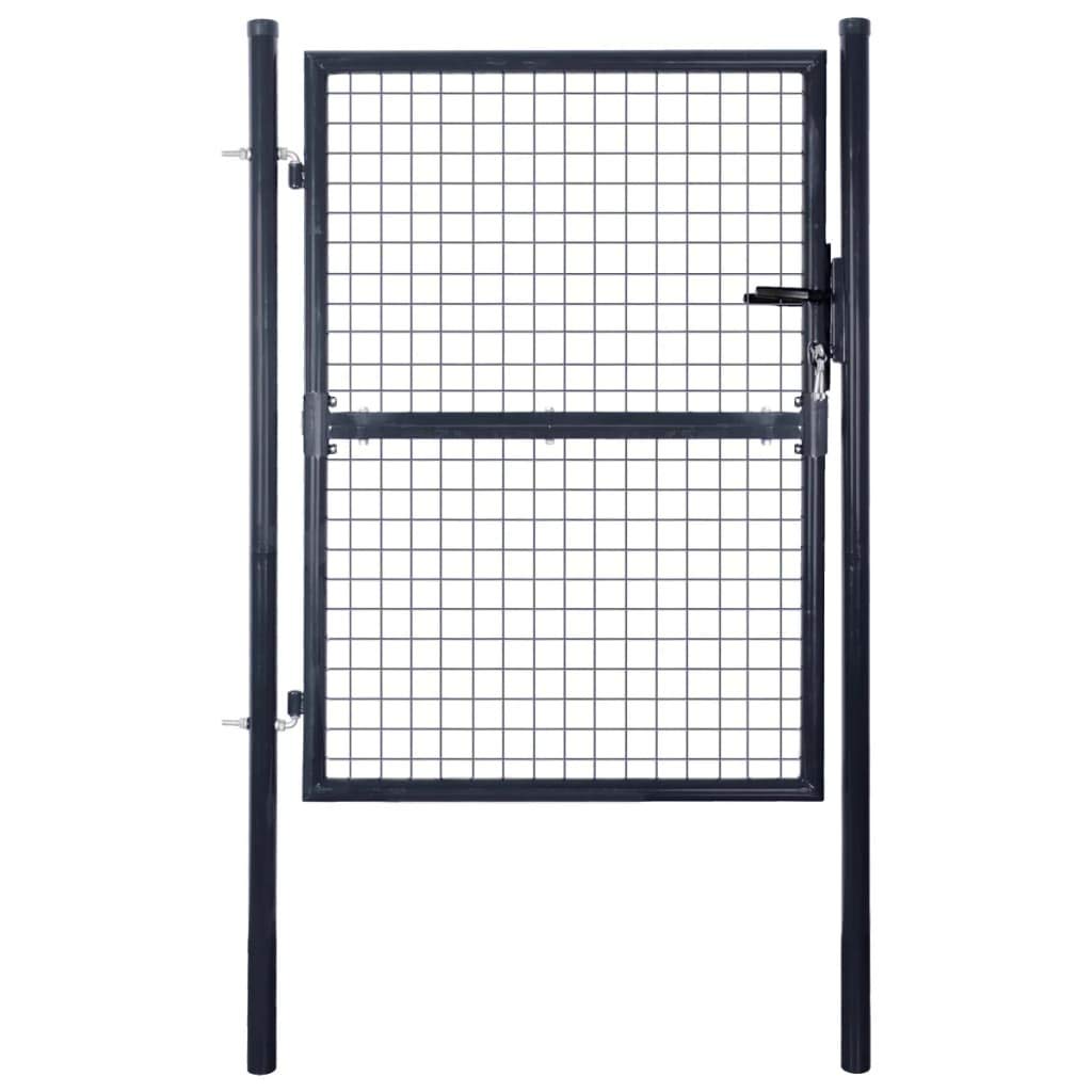 Festnight Mesh Gartentür Gartentor aus verzinktem Stahl Hoftor Zauntür Gartenpforte Einzeltor 85,5 x