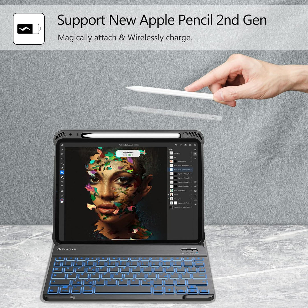 FINTIE Tastatur Hülle für iPad Air 11 Zoll M4/M3/M2 (2026/2025/2024), iPad Air 5/4 Gen 10.9" - 7-far