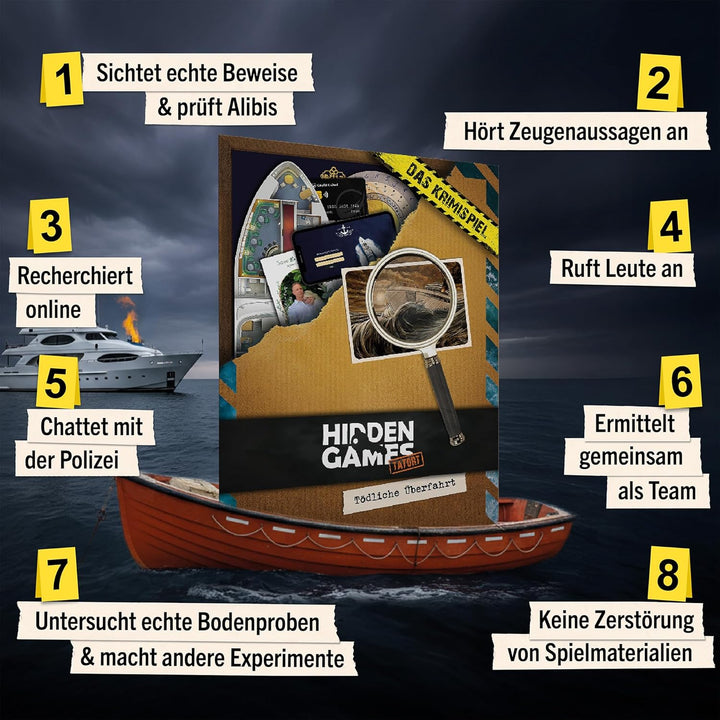 Hidden Games Tatort - Tödliche Überfahrt - Krimispiel für Erwachsene - Mordfall lösen - spannendes D