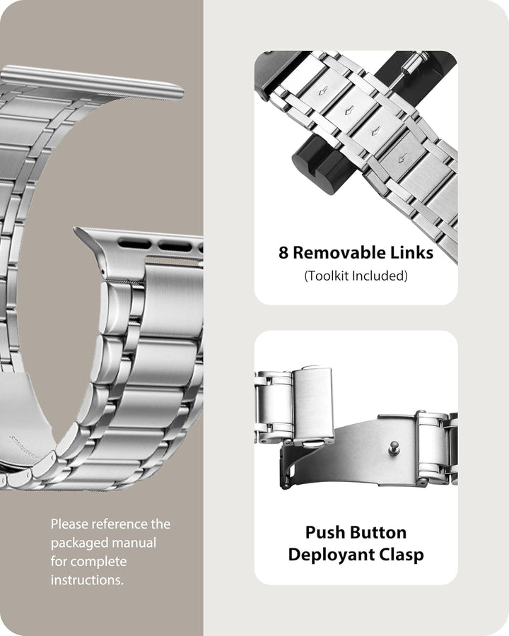 Fullmosa Kompatibel mit Apple Watch Armband 40mm 41mm 38mm Series SE 9 8 7 6 5 4 3 2 1, Edelstahl Ap