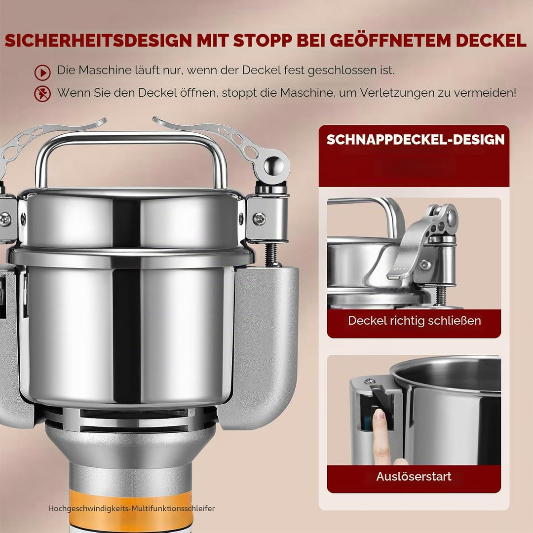 Kotsy Getreidemühle, 150 g, tragbar, 850 W, elektrische Gewürzmühle, 3 Klingen für verschiedene Getr