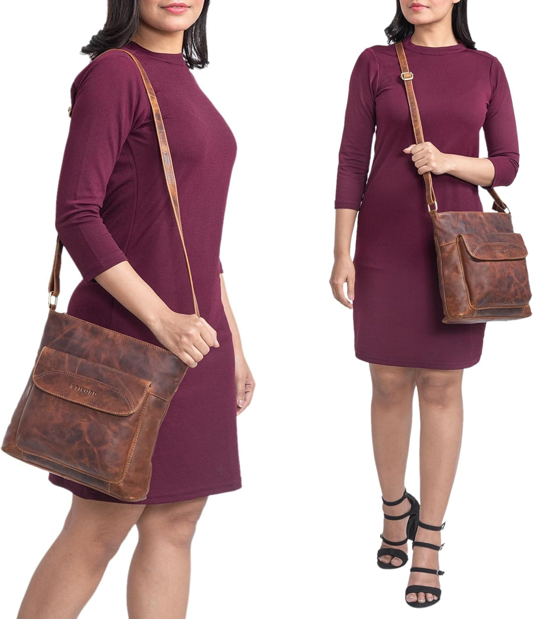 STILORD 'Tara' Kleine Handtasche Damen Crossbody Leder Elegante Umhängetasche für Frauen Ledertasche