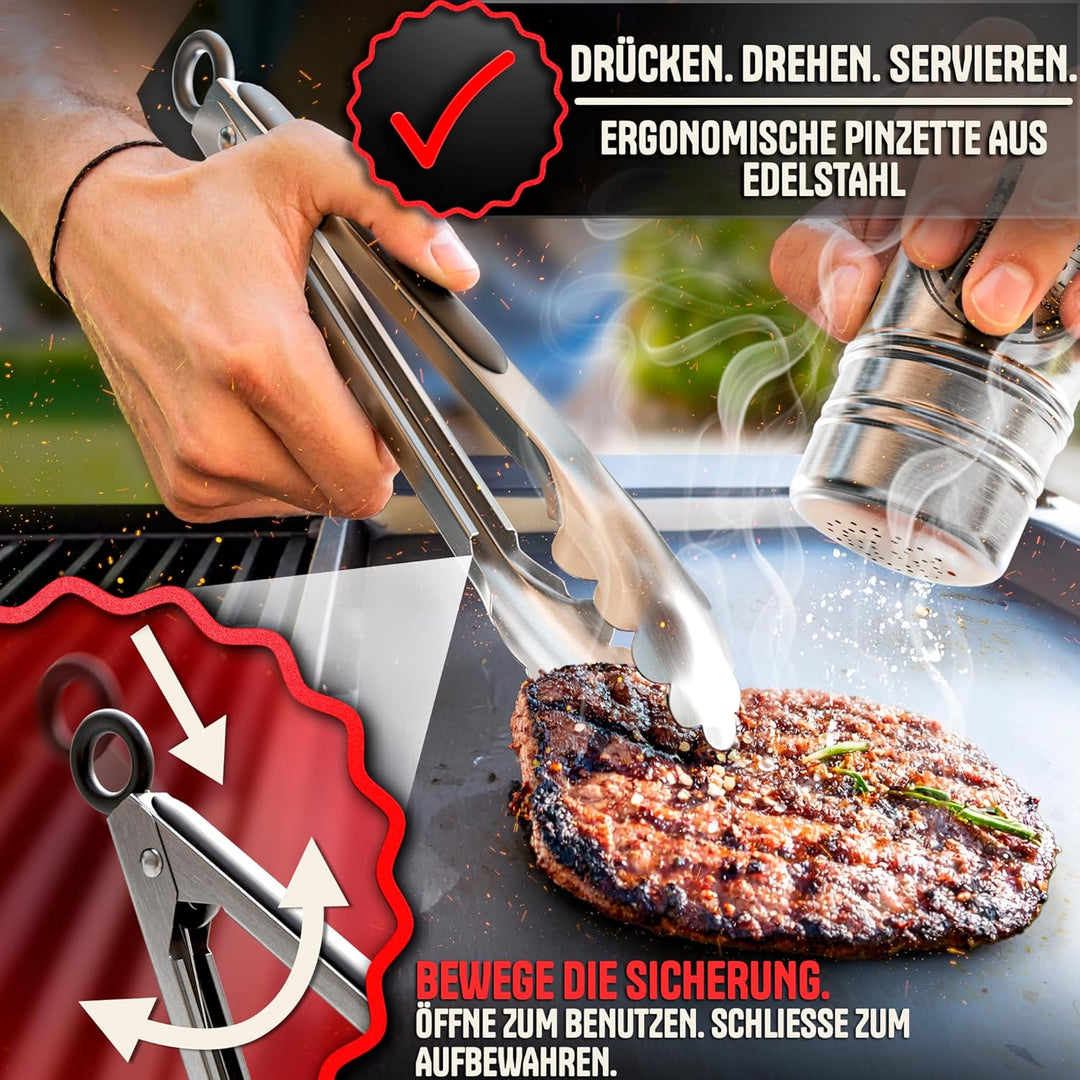 SMASHI® Smash Burger Set aus Edelstahl 304 – Professionelles Set mit Antihaft-Presse, Grillspachtel