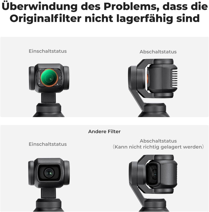 K&F Concept OSMO Pocket 3 Filtersets,4er Pack Magnetischer CPL,ND16,ND64,ND256 Filter kompatibel mit