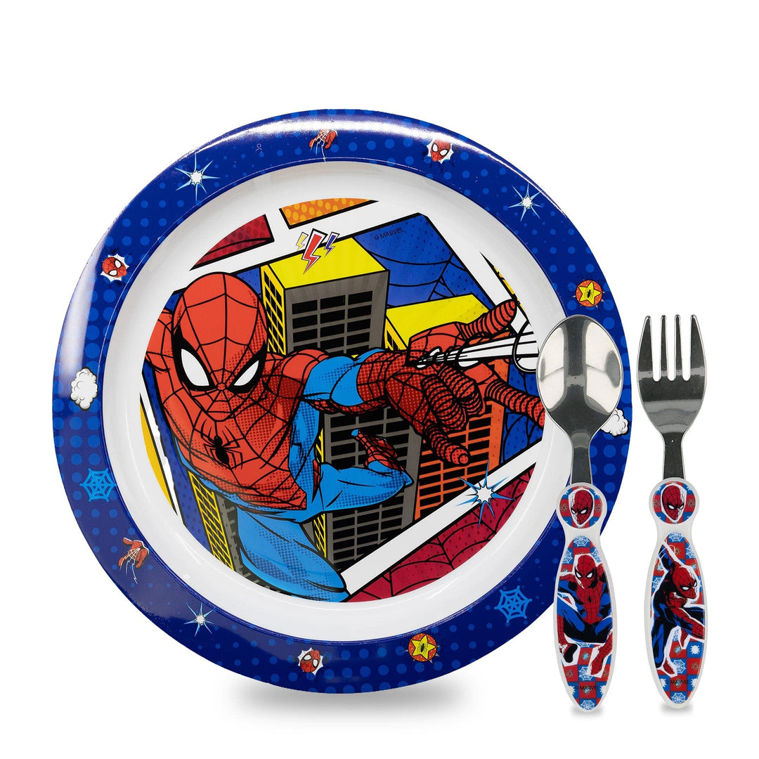Kindergeschirr set Spiderman, kinderbesteck Edelstahl, Wiederverwendbares geschirr Set, Kinder Essge