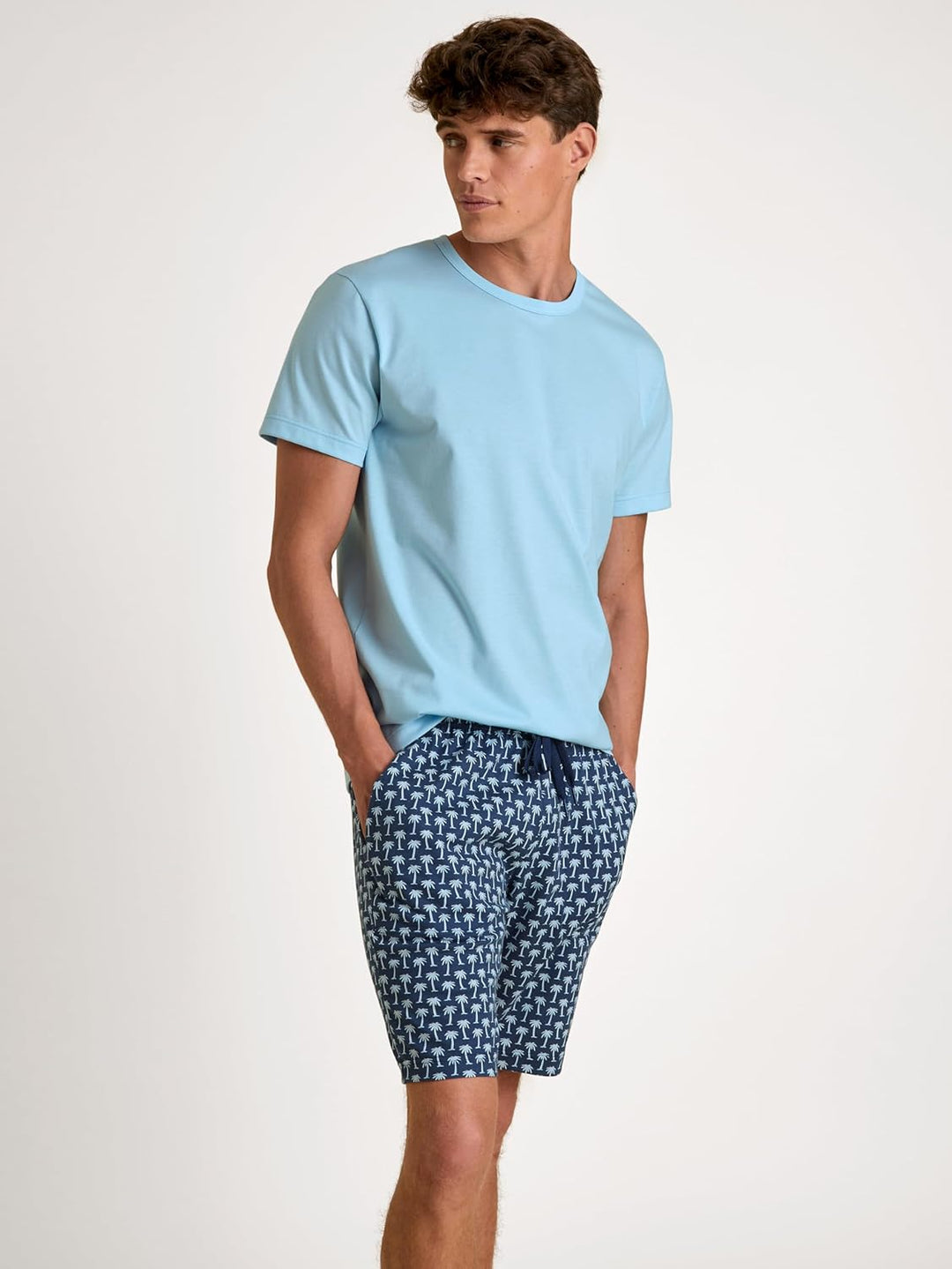 CALIDA Herren RMX Sleep T-Shirt 56 Cascade Blue, 56 Cascade Blue