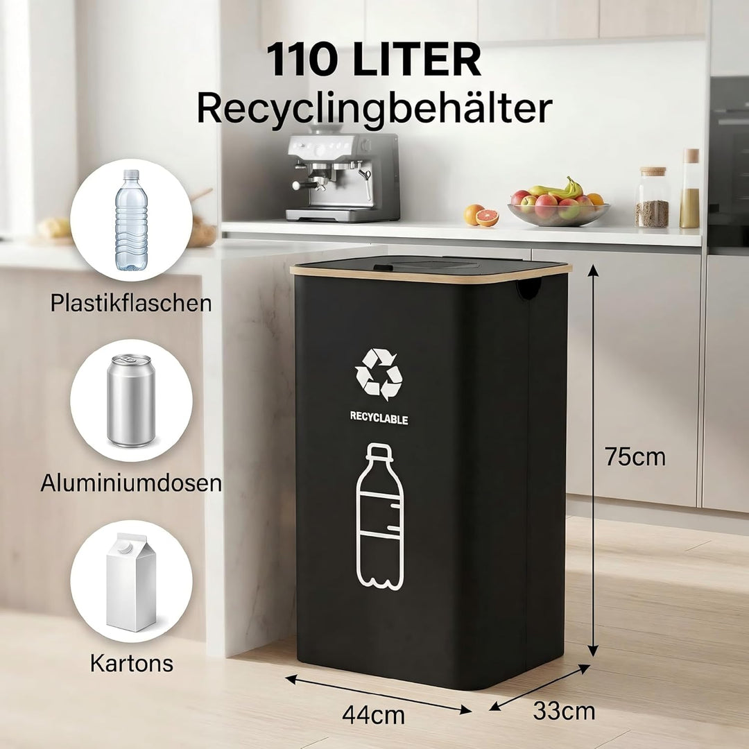 Pfandflaschen Sammelbehälter 110L, Pfandbehälter &amp; Flaschensammler Leergut, Mülleimer Küche gross, M