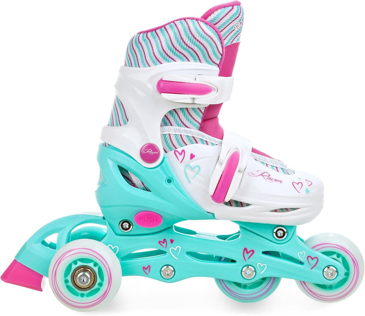 RAVEN 4in1 Inline Skates Triskates Rollschuhe Schlittschuhe Inliner für Kinder Mädchen verstellbar 3