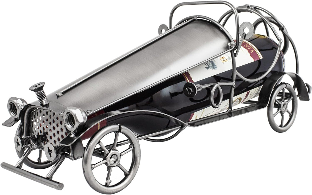 Brubaker Weinflaschenhalter Vintage Auto Oldtimer Flaschenständer Deko-Objekt Skulptur mit Grusskart