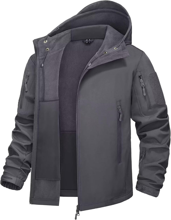 KEFITEVD Tactical Softshell Jacke Herren Fleece Gefüttert Wasserabweisend Atmungsaktiv Outdoorjacke