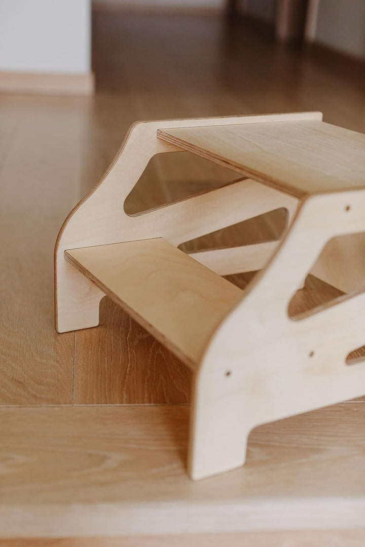Weco Tritthocker mit 2 Stufen Streifendesign Holzhocker für Kinder Kindertreppchen Schemel Kindermöb