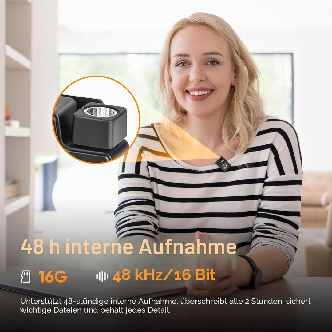 COMICA BOOMX-D2 PRO Lavalier Mikrofon Wireless, 48kHz/16 bit Audioqualität, Lärmminderung, 16GB Spei