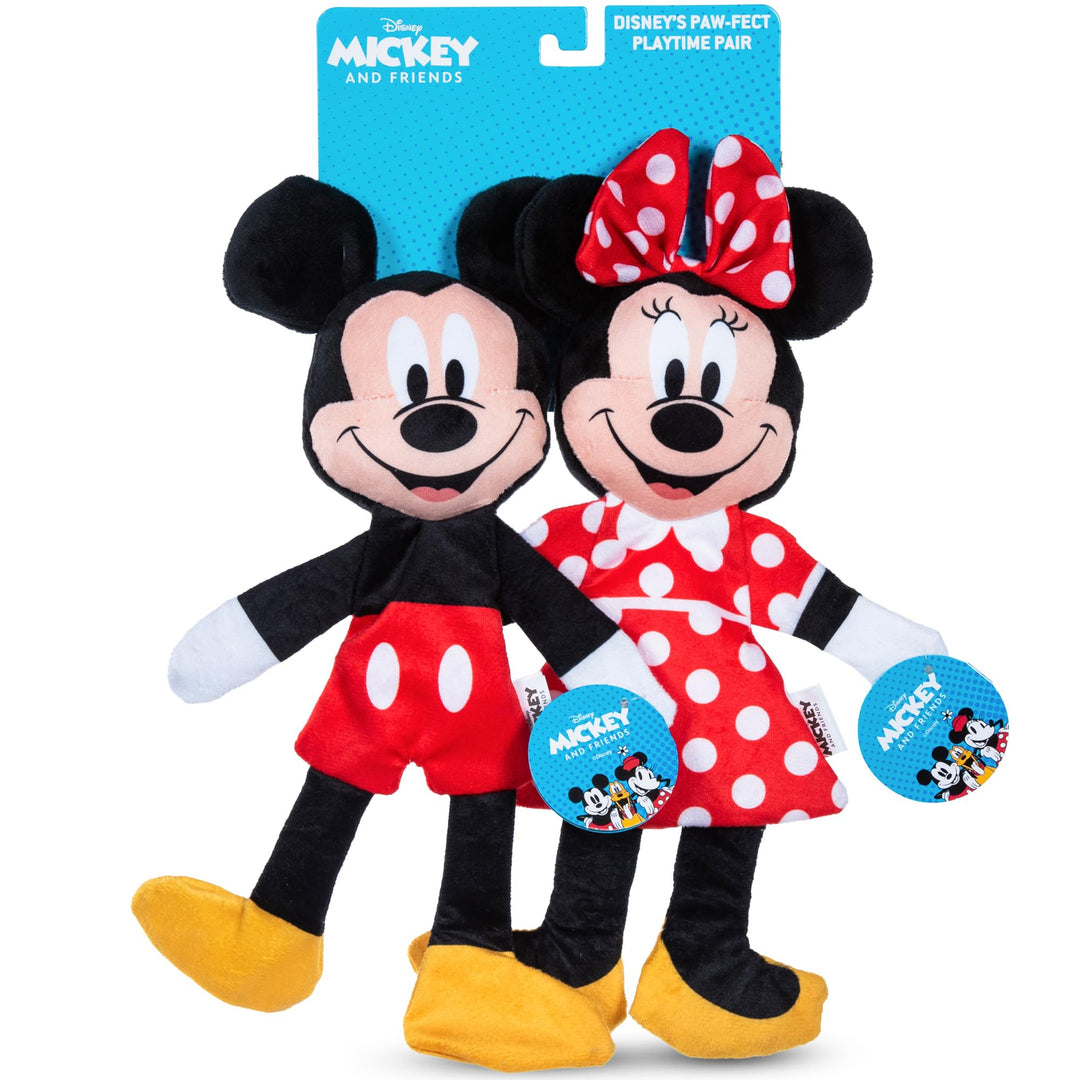 Disney for Pets Mickey Mouse & Minnie Mouse Plüsch-Quietscher mit knisterndem Flattie-Körper, Hundes