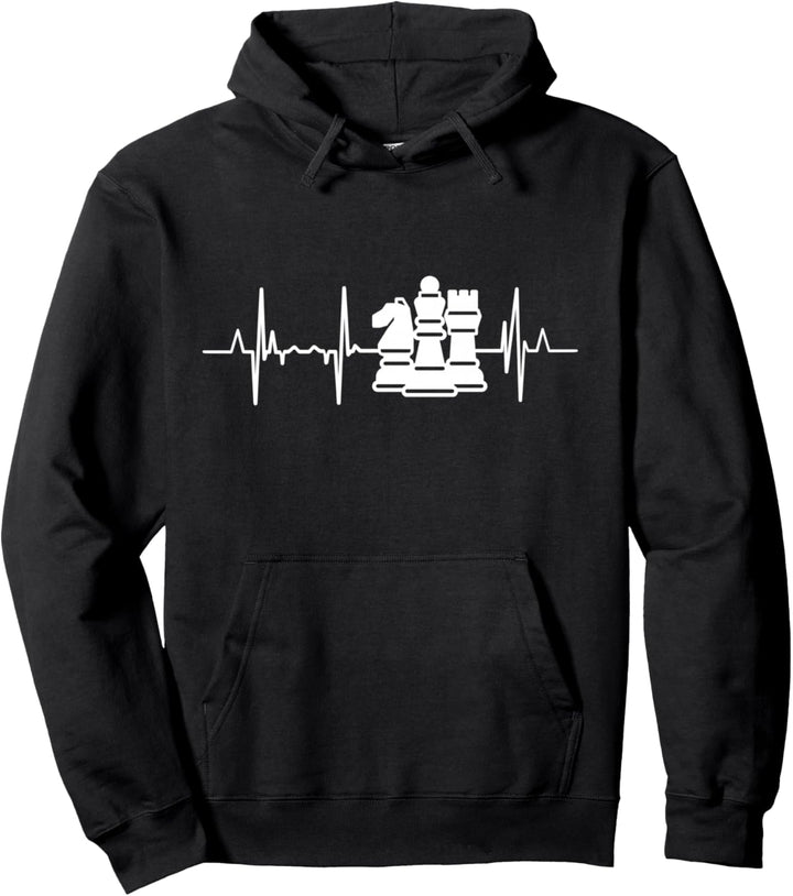 Schach Herzschlag Schachfiguren Herzlinie Schachspieler Pullover Hoodie