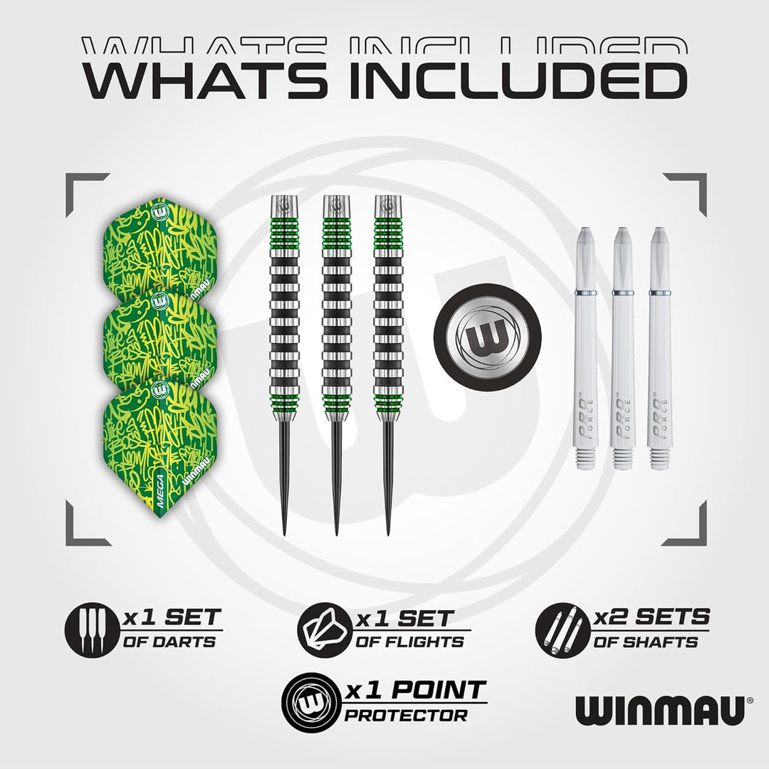 WINMAU Advance 500 Series Dartpfeile mit dartflüge und Dart stiele 22G Grün, 22G Grün