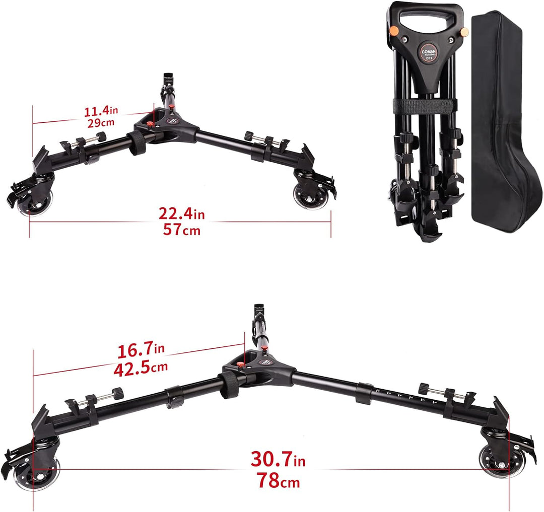 Fotografie Dreibein rollwagen,Schwerlast Einsätze mit grossen 2-Zoll-Gummi-Rädern, verstellbaren Bei